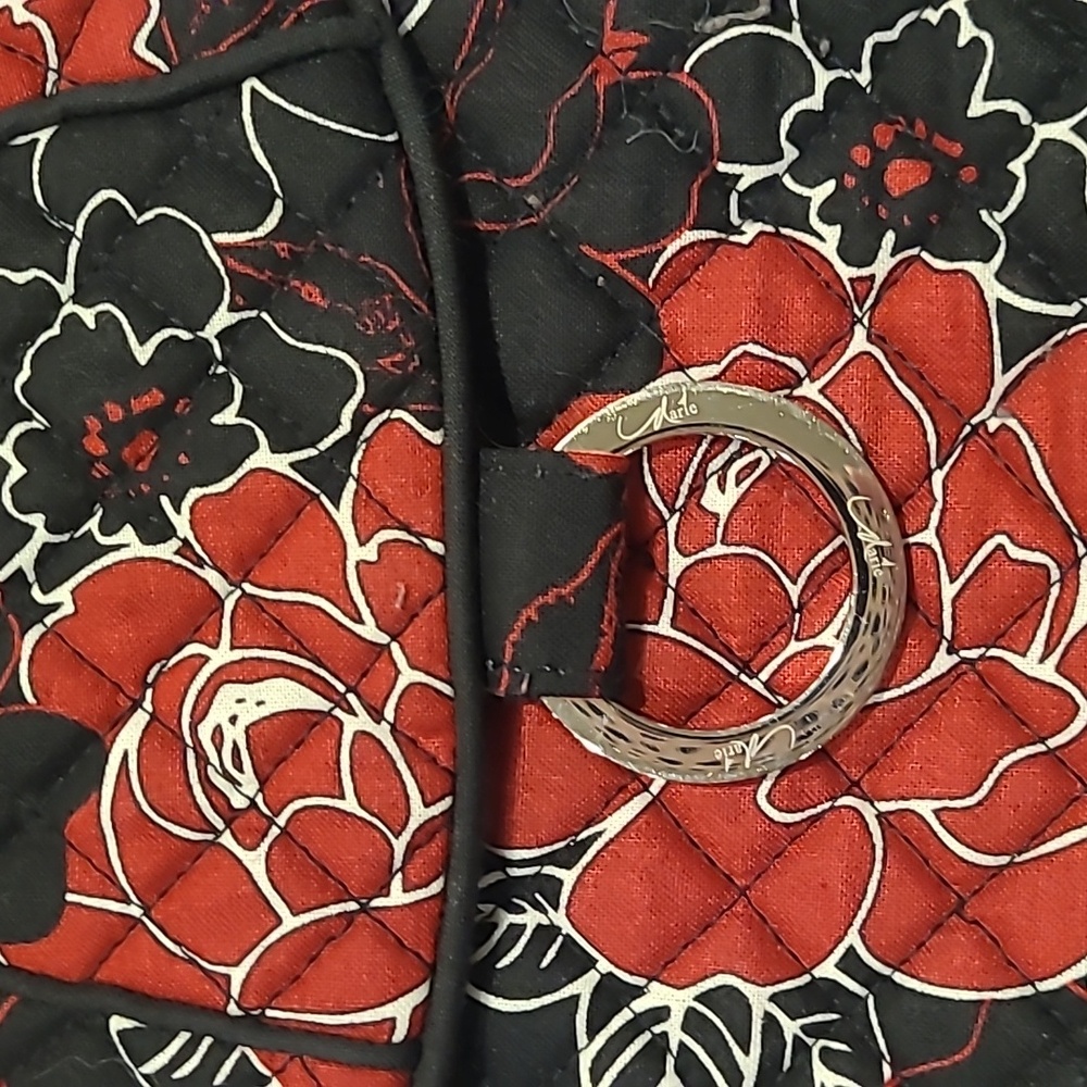 Vera Bradley Red black and white floral patterned shoulder bag - Picture 2 of 5